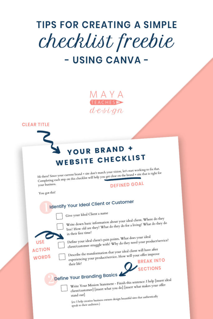 How to create a checklist freebie in Canva pin preview